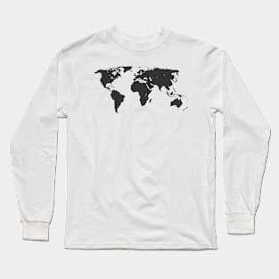 World map tattoo style sillhouette Long Sleeve T-Shirt